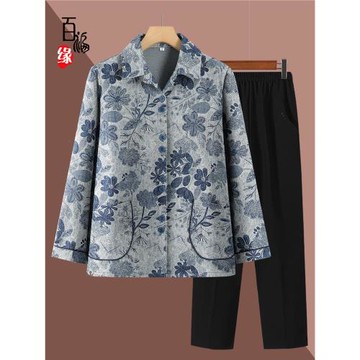 中老年人秋裝女薄款外套奶奶春秋款長袖襯衫媽媽衣服60歲70老太太