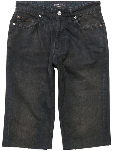 Balenciaga - mid-rise washed-denim shorts - unisex - Cotton/Cotton - L - Black