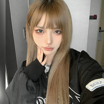 2022新款假發女長發時尚空氣劉海長直發甜美可愛女生棕色整頂假毛