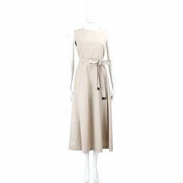 MAX MARA-’S Max Mara AMINA 灰色無袖邊鬚 修身打褶綁帶洋裝 連身裙