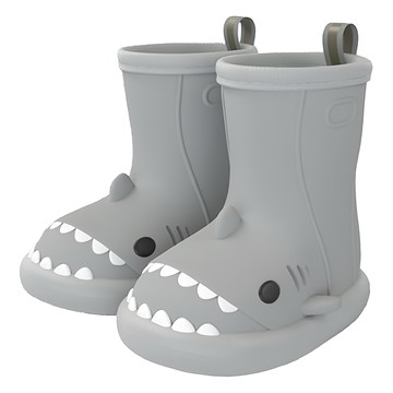 JAR 嚴選 可愛鯊魚 160mm 灰色 防水防滑 兒童雨靴