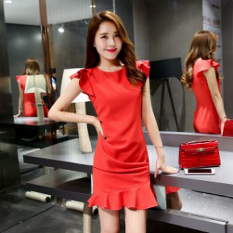 ワンピース レディース 2色 ミニワンピース タイトワンピース フレアワンピース フレアスリーブ タック マーメイドスカート エレガント 通販 Lineポイント最大1 0 Get Lineショッピング