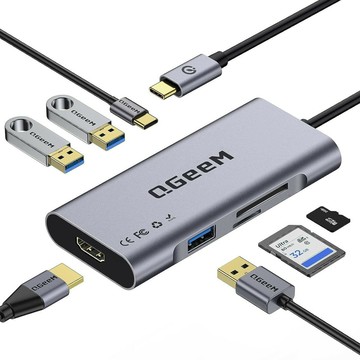 擴展塢 USB-C 多功能筆電擴展底座 HDMI QGeeM 7合1多功能typec擴展塢USB3.0集線器Hub拓展HDMI讀卡適配器