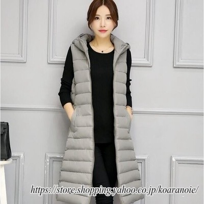 ロングダウンコートダウンベストフード付きペアカップルベストダウンベスト大きいサイズダウンベスト中綿秋冬 通販 Lineポイント最大get Lineショッピング