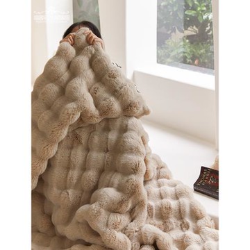 皮草級#兔毛托斯卡納長毛絨毯冬季加厚被子午睡毯沙發蓋毯床尾巾
