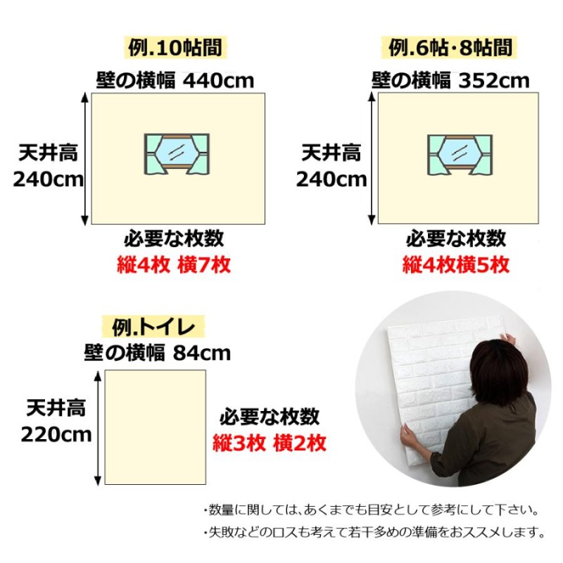 壁紙 背景シート シール おしゃれ 白 レンガ ウォールステッカー 3D 立体 70cm × 77cm 1枚 ナチュラルホワイト DIY 立体自己粘着シール  北欧 パネル クロス | LINEブランドカタログ