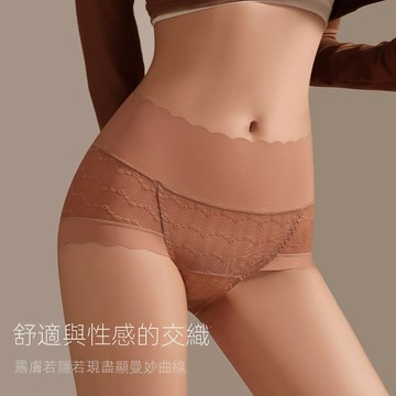 蕾絲內褲 三角褲 內褲 無痕三角褲 軟蕾絲內褲 高腰無痕打底褲 輕感收腹不捲邊三角褲 聚乳痠蠶絲底檔內褲女