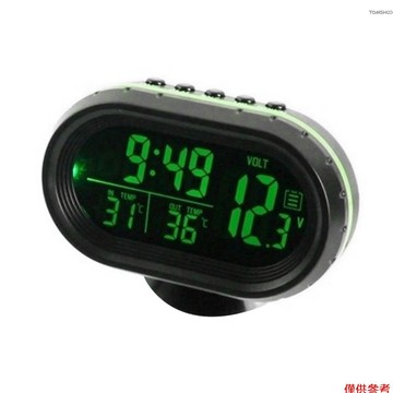 Winn 汽車溫度計數字時鐘 DC 12V 汽車時鐘 LED 照明自動雙溫度計電壓表電壓測試儀