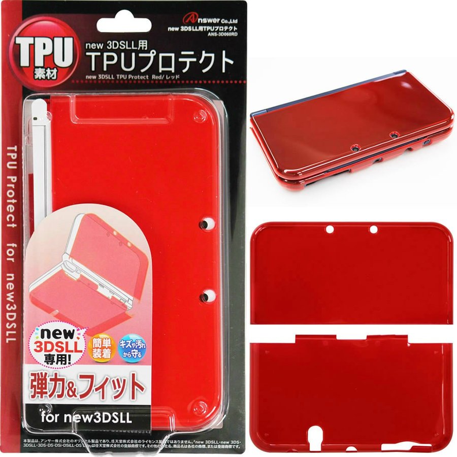 新品即納』{ACC}{3DS}new3DSLL用 TPUプロテクト(レッド) アンサー(ANS