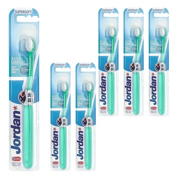 Jordan 牙刷 1.7cm迷你刷頭 0.01mm超纖細軟毛 纖巧時尚握柄  1入  6支