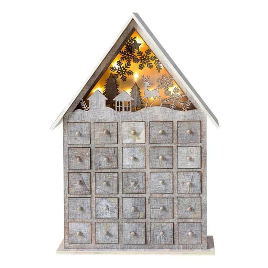 Advent Calendars Wood Christmas Calendar LED Lights Christmas House Deer Pi