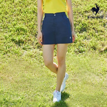 【LE COQ SPORTIF GOLF公雞高爾夫】女款深藍色彈性防曬遮熱附內搭褲短裙 QLP8J703