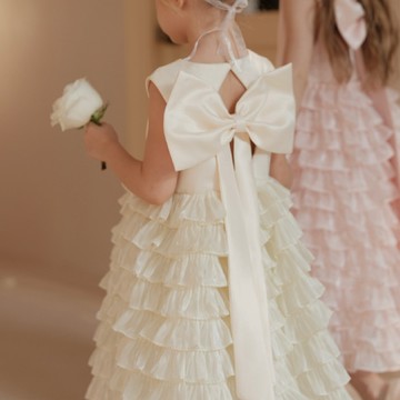 100-150 鏤空蝴蝶結層疊花漾裙 (蝴蝶結可拆)