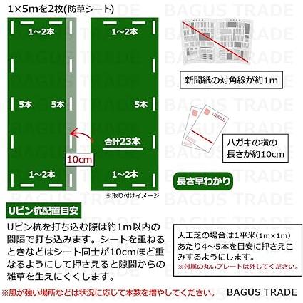 BAGUS TRADE Uピン杭 押さえプレート付 防草シート 人工芝 押さえピン U型杭 diy ガーデニング (50本セット)