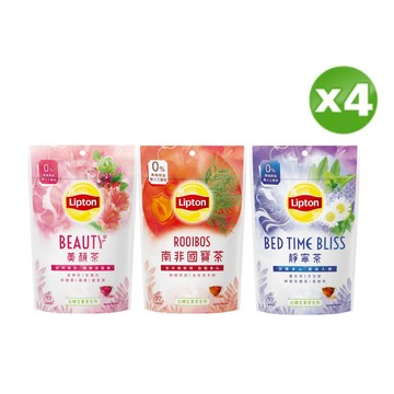 Lipton 花草茶系列x4包-口味任選(靜寧茶/美顏茶/南非國寶茶/茶葉/茶包)