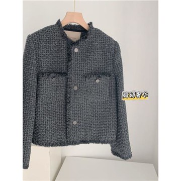 小香風絮邊通勤裝毛絨寬松上衣