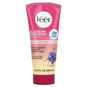 Veet, 敏感凝膠去除毛髮霜，蘆薈和紫羅蘭鮮花，6.78 液量盎司（200 毫升）