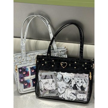 嗚咚小鋪原創亞文化朋克哥特二次元吧唧痛包包女【仿緞面芙蕾雅】