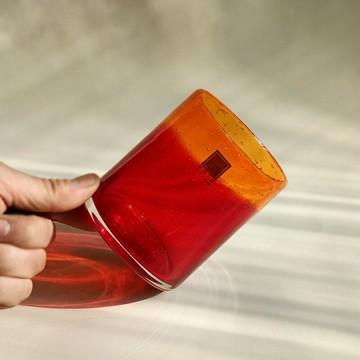 中古杯美國玻璃杯水杯vintage原色雙色氣泡杯復古威士忌酒杯家用