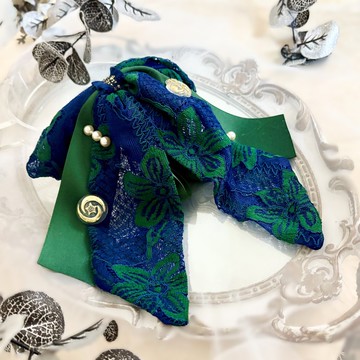 復古蕾絲釦飾絲巾式鯊魚夾 抓夾 香蕉夾 髮圈 彈簧夾邊夾  馬尾夾