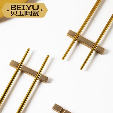 黃銅筷子架不銹鋼筷托金屬筷枕酒店放筷子的小托家用廚房日式餐具