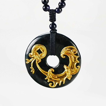 漆線雕│墨玉項鍊│福在眼前│聖誕禮物