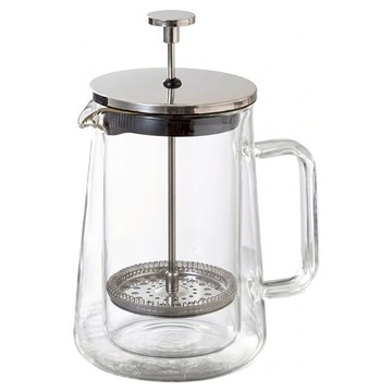 HouseKeeper 妙管家 雙層沖茶器 附壓桿 + 濾網  600ml  1個  玻璃 透明色