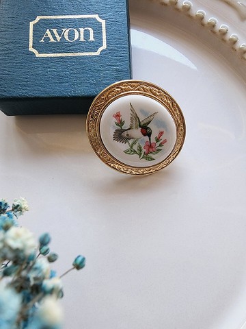 美國西洋古董飾品 /1982年AVON自然四季系列夏日蜂鳥胸針墜飾兩用