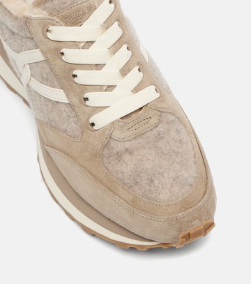 Veronica Beard Valentina suede-trimmed leather sneakers