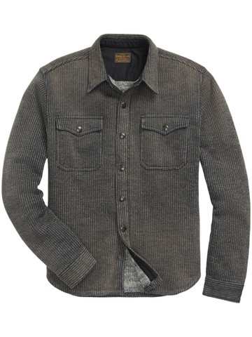 Ralph Lauren RRL - striped shirt jacket - men - Cotton/Recycled Polyester - M - Black