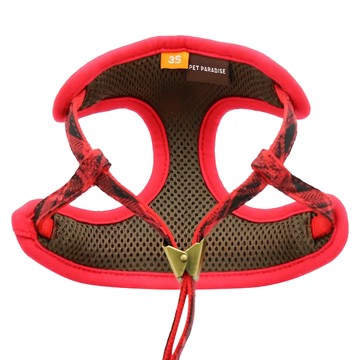 PET PARADISE 寵物 胸背帶 附牽繩 格紋紅 3S  1個