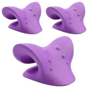 QIDINA C型頸椎按摩枕頸枕肩頸按摩枕 3C族低頭族救星  紫色  20.5 x 12 x 16cm  3個