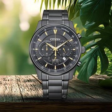 CITIZEN 星辰錶 Chronograph 三眼計時 時尚腕錶-42mm黑 AN8197-52E
