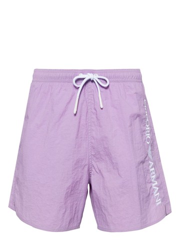 Emporio Armani - logo-embroidered swim shorts - men - Polyamide/Polyester - S - Purple