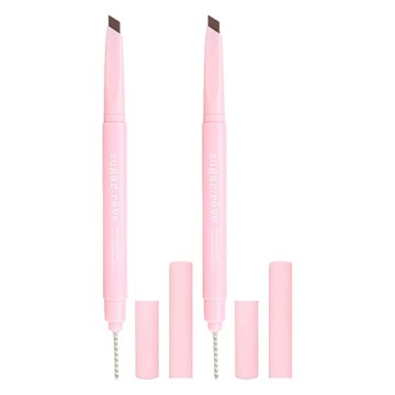 SUGAR REVE 雙頭自動旋轉眉筆，輕鬆勾勒眉型三角芯，多次使用不結塊，顯色佳  02 棕色  2支