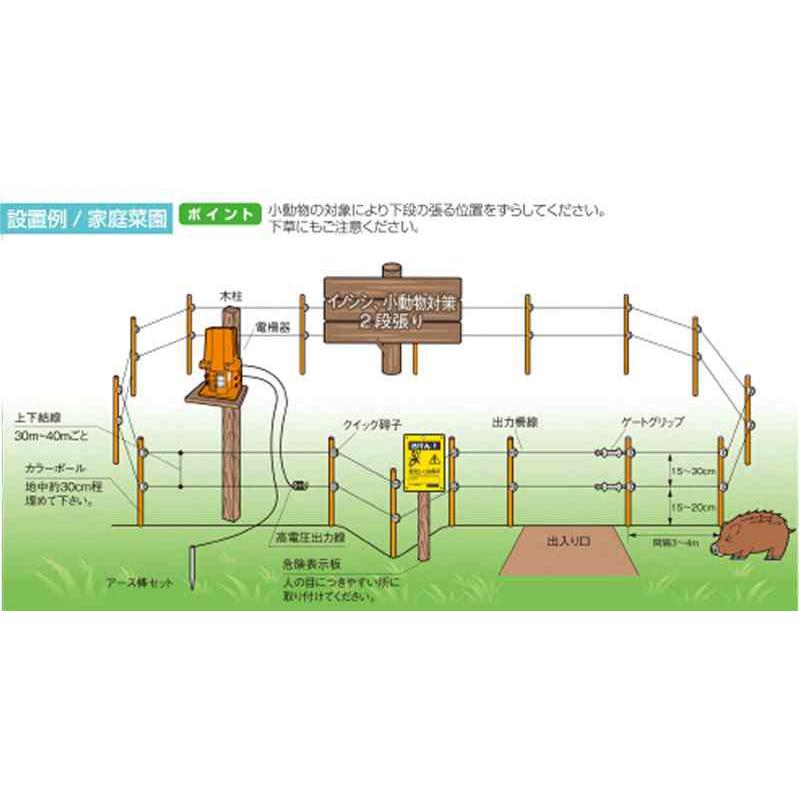 電気柵 セット 100m 2段張り 家庭菜園 SEF-102-4W