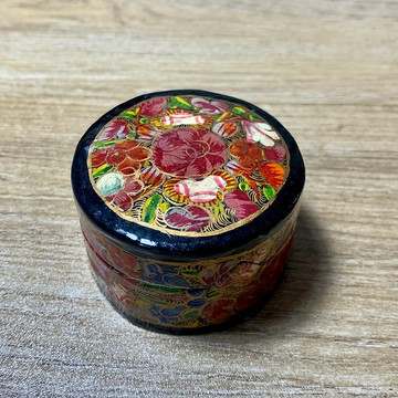 Vintage 印度紙胎手工彩繪飾品盒