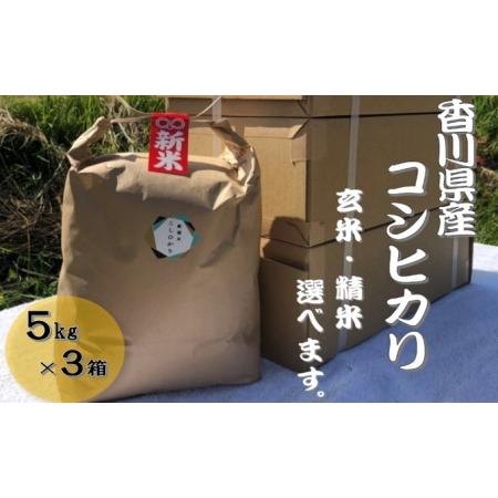 ふるさと納税 令和5年ふじもとファームの新米 玄米5kg×3箱 香川県東かがわ市