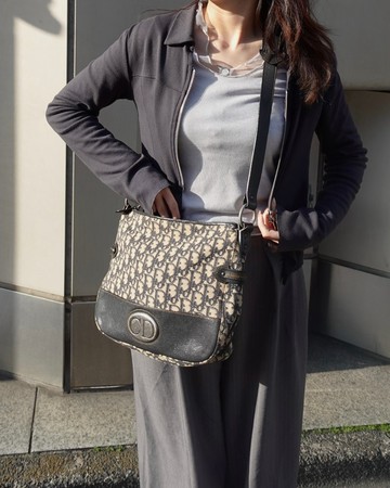 中古包 Dior 迪奧 Oblique老花帆布側背包