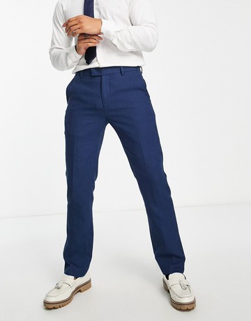 Harry Brown wedding suit trousers in navy tweed