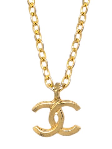 CHANEL Pre-Owned - 1982 CC-pendant cable chain necklace - women - Gold Plated - One Size