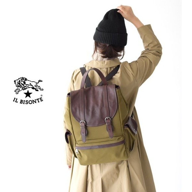 イルビゾンテ Il Bisonte コットンキャンバス ヴィンテージレザー フラップ バックパック リュックサック レディース メンズ 3 送料無料 通販 Lineポイント最大0 5 Get Lineショッピング