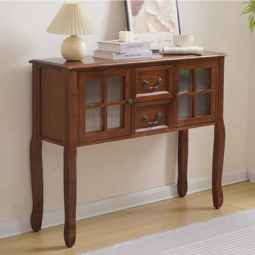實木餐邊柜收納茶水柜門廳玄關柜簡約客廳裝飾柜靠墻長條桌子