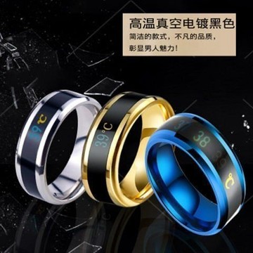 感溫變色戒指 男士個性潮人智能鈦鋼 防水不掉色情侶溫度指環 戒指女