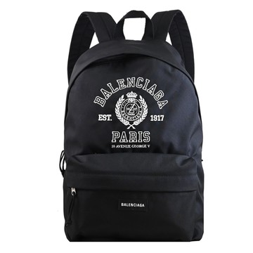 BALENCIAGA 巴黎世家 503221 Explorer 品牌LOGO電繡徽標休閒後背包.黑