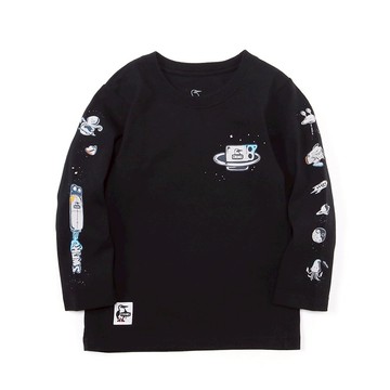 CHUMS 中大童 Kids Space Adventure Brushed L/S T長袖T恤 黑-CH211343K001