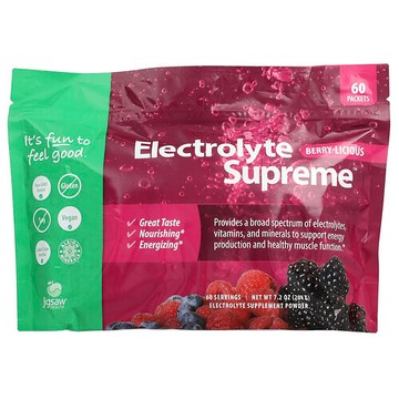 Jigsaw Health, Electrolyte Supreme™，漿果味，60 包，5.4 克每包