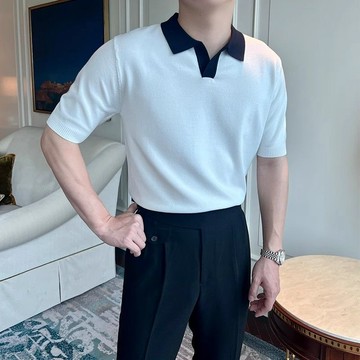 復古日系拼色短袖POLO衫男夏季潮牌寬鬆百搭休閒翻領體恤2026年潮