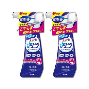 LION (2瓶超值組)LOOK PLUS浴室廁所浴缸濃密泡沫清潔劑300ml/瓶-淡淡睡蓮香味(衛浴約60秒除垢消臭潔廁噴霧)