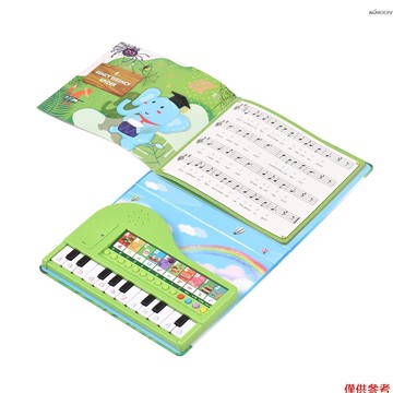 Bigfun 20鍵電子琴書 亮燈跟彈電子琴書鍵盤 琴譜+電子琴 10首經典兒歌 10種樂器音色 20個亮燈琴鍵 早教音